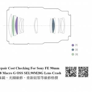 Repair Cost Checking For Sony FE 90mm f/2.8 Macro G OSS SEL90M28G Lens Crash 抹...