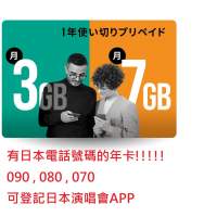免登記 年卡 日本電話號碼 楽天モバイル 可收SMS 可全世界用(包括香港) 無需實名即...