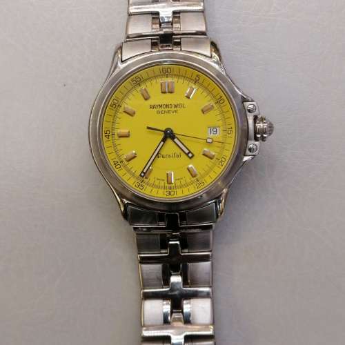 Vintage Raymond Weil Parsifal Quartz Watch w/Yellow Dial