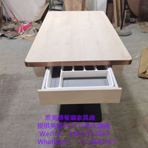 防火膠板餐檯訂製,收納櫃抽屜餐枱訂做,不鏽鋼圍邊防火板檯面餐桌訂做,深圳市眾美德...