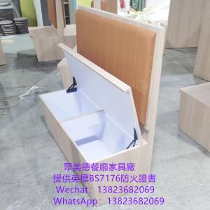 餐飲店儲物沙發梳化咕臣訂製,防火板飾面卡位沙發訂做,坐墊掀開置物梳化倉訂造,深圳...
