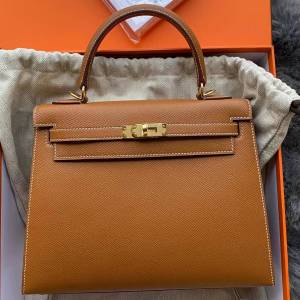 HERMES Kelly爆款 25cm 棕色/金扣高級進口Epsom皮 經典百搭