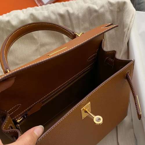 HERMES Kelly爆款 25cm 棕色/金扣高級進口Epsom皮 經典百搭