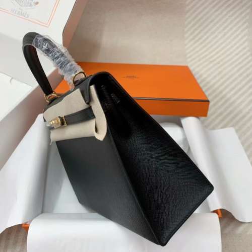 HERMES Kelly爆款 25cm 黑色/金扣高級進口Epsom皮 經典百搭