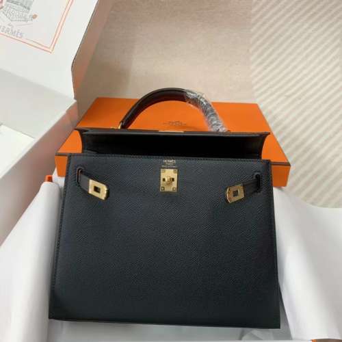 HERMES Kelly爆款 25cm 黑色/金扣高級進口Epsom皮 經典百搭