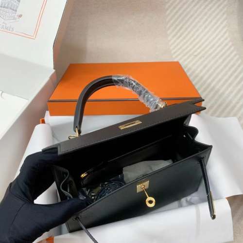 HERMES Kelly爆款 25cm 黑色/金扣高級進口Epsom皮 經典百搭