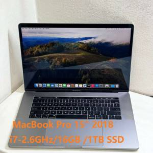 Apple Macbook Pro 15" 2018 (i7-2.6GHz/16GB/1TB SSD)