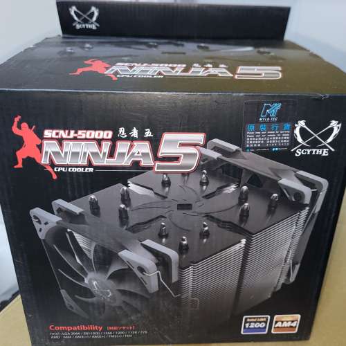 全新有保 SCYTHE NINJA 5 intel amd ryzen CPU Cooling 忍者5處理器散熱12cm側吹