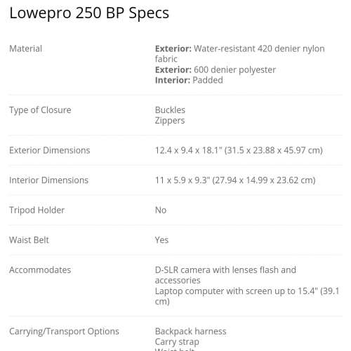 Lowepro Fastpack 250 BP 相機背囊