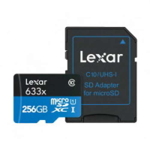 Lexar High-Performance 633x U3 UHS-I microSDXC 記憶卡  256GB  $150