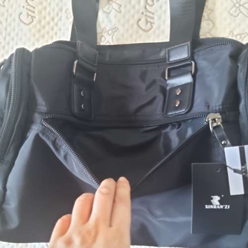 全新黑色多口袋 大容量防水休閒包 手提包 單肩包 斜挎包 旅行包 側背袋 環保袋 購...