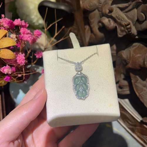 s925項鍊搭配天然冰種玉石A翡翠藍水佛公福豆葫蘆吊墜項鍊天然翡翠玉石多款式