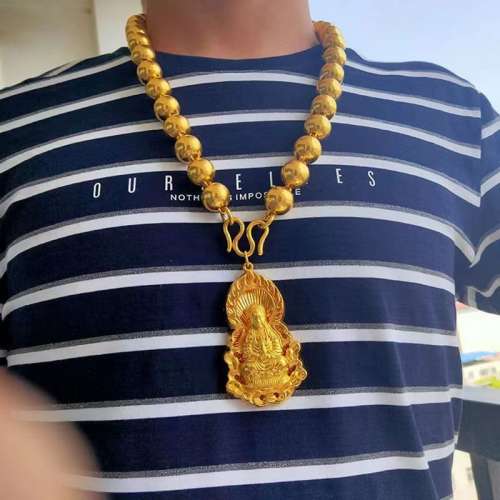 24k純金包白銀項鍊999足金足銀圓珠鏈霸氣老闆鏈不掉色可過火