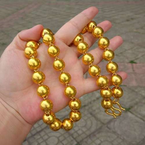 24k純金包白銀項鍊999足金足銀圓珠鏈霸氣老闆鏈不掉色可過火