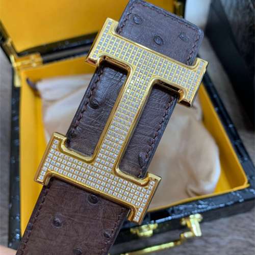 Hermes男士棕色真皮腰帶