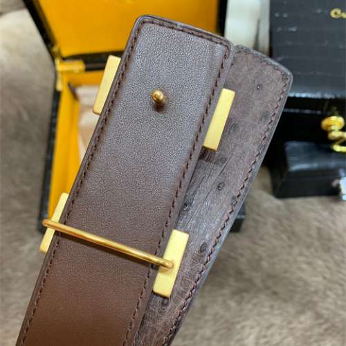 Hermes男士棕色真皮腰帶