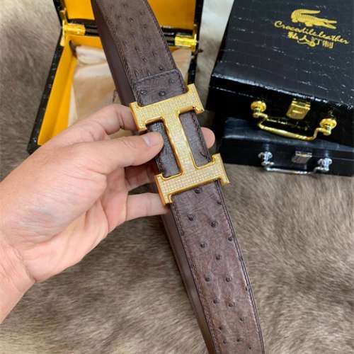 Hermes男士棕色真皮腰帶