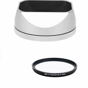 HAOGE LH-X54W Hood With JJC A+ Ultra Slim Multi-Coated UV Filter - 49mm 銀色遮...