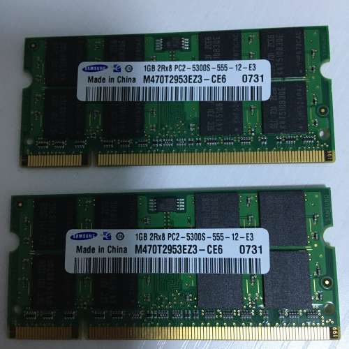 95%new 三星Samsung Notebook RAM DDR2 pc2-5300s 1GB x 2