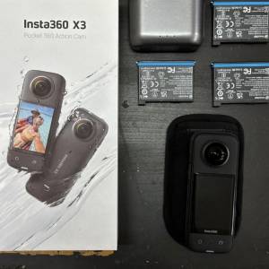 [觀塘實體店] 二手 Insta360 X3 (共3電+快充盒，已貼mon貼) 行貨保養期到2024年11...