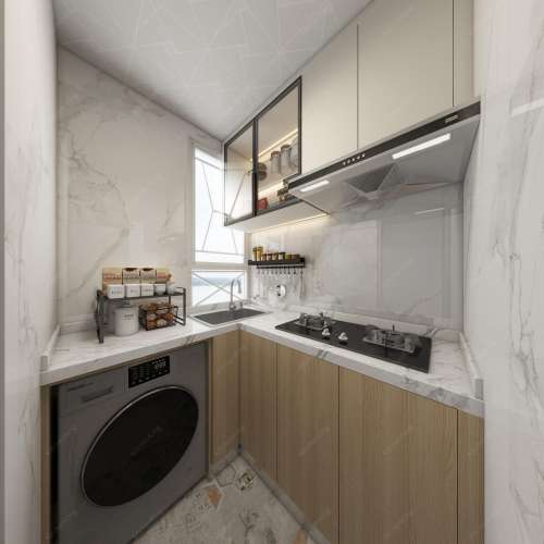 💚厨房L型櫥櫃全屋訂造	廚房石英石雲石廚房地櫃設計訂做裝修工程公司