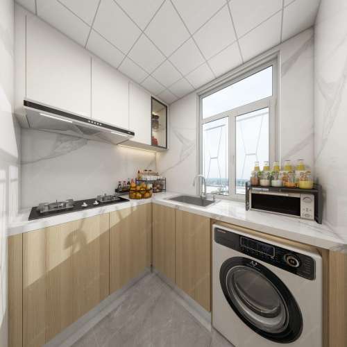 💚厨房L型櫥櫃全屋訂造	廚房石英石雲石廚房地櫃設計訂做裝修工程公司