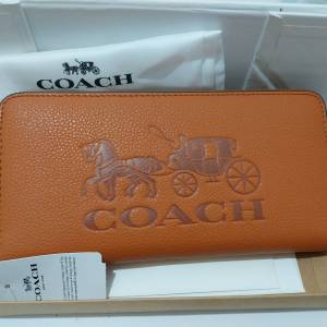 coach 馬車橙啡色長銀包