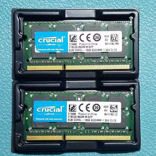 2 PCS of  DDR3 8GB (T0TAL 16GB) 2RX8 PC3L 14900S 1.35V NOTEBOOK RAM