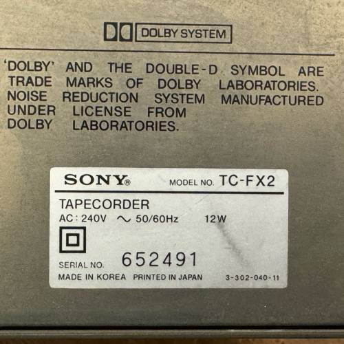 Sony TC-FX2 Cassette Tape tapecorder cassete機卡式帶錄音帶