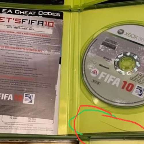 Xbox 360 games FIFA 10遊戲膠盒有少許爆裂 光碟是正常
