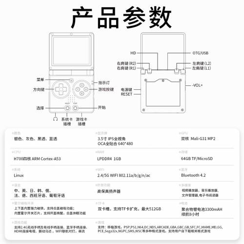 ANBERNIC RG35XX SP懷舊復古翻蓋遊戲機