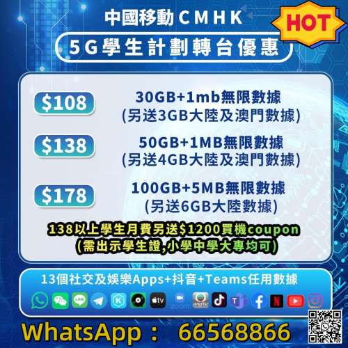 💥中國移動💥轉台續約💥免隧道費，行政費💥