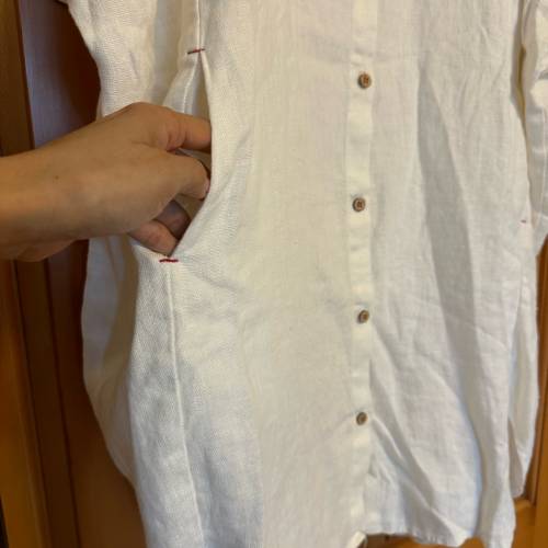 全新米白刺繡民族袍子闊身衫