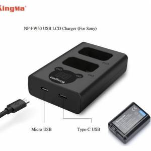 KINGMA SONY NP-FW50 Fully Decoded Info-Lithium-Ion Battery Pack With Dual USB-C