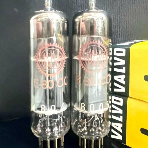 E80CC Valvo Philips 紅字圓環長灰屏金腿配對一對荷蘭1960同年同號製造有盒直代ECC...