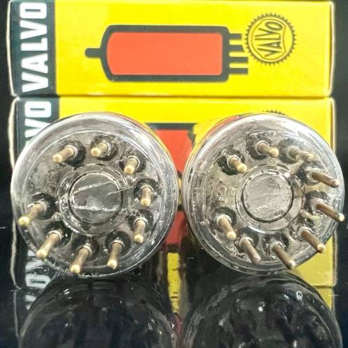 E80CC Valvo Philips 紅字圓環長灰屏金腿配對一對荷蘭1960同年同號製造有盒直代ECC...