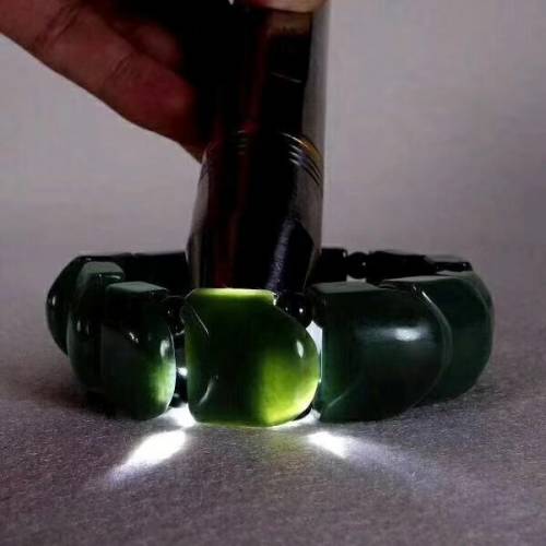 天然新疆和田玉龙鳞扣手链男女款青玉手排手镯玉石手串