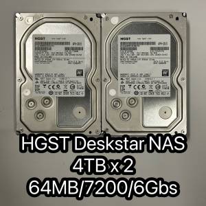 HGST Deskstar NAS 4TB x 2隻 64MB Cache 7200RPM SATA 6Gb/s