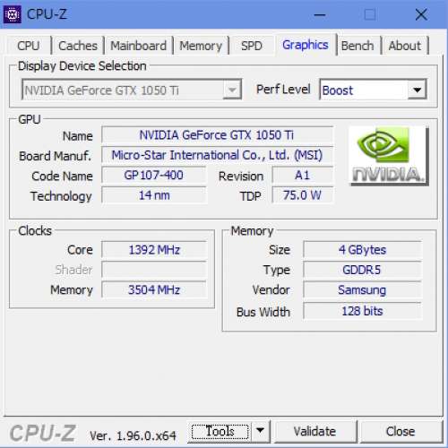 MSI GeForce GTX1050Ti 4GB OC LP 半高刀咭 (只配一塊雙咭槽半高插片)