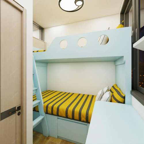 📅兒童房上下床設計睡房書枱書櫃一體	收納衣櫃實木家具衣櫃地台床訂做裝修設計