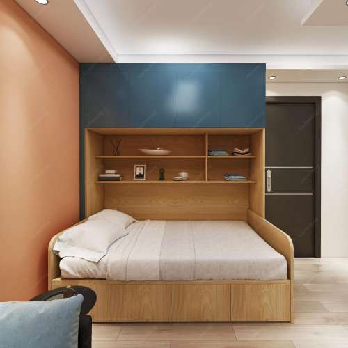 睡房/客廳變形床設計，慳位設計隱蔽性好偷位設計梳妝枱	櫃 衣櫃 睡房 現代簡約定制...