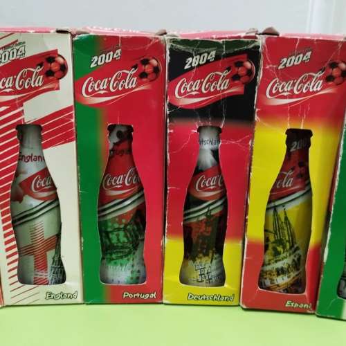 2004歐洲國家盃可口可樂set Euto football soccer coca cola glass bottle x 6 col...