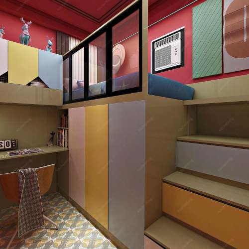 兒童床高箱床-上床下衣櫃設計 | 新居屋裝修裝飾工程多功能組合床衣櫃 簡約現代 經...