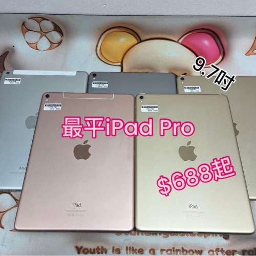 (荃灣實體店，電子之家最平ipad pro系列)超新淨 APPLE ipad pro 9.7吋 wifi＆插卡版