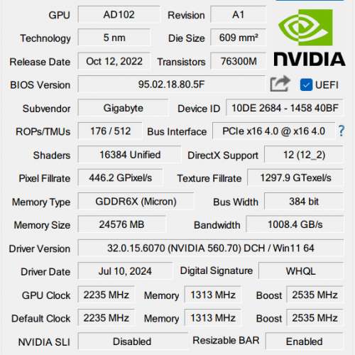 Gigabyte GeForce RTX 4090 GAMING OC 24G