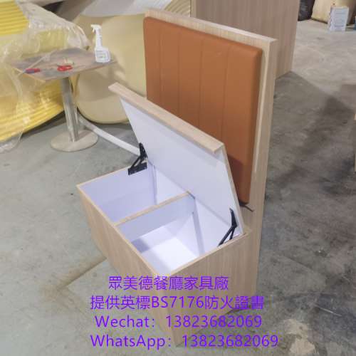 #真皮梳化 #餐廰卡位梳化 #翻蓋儲物卡位 #港式茶餐廳加工廠卡位梳化 #西餐廳阻燃卡...