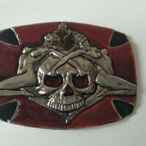全新 紅色 骷髏頭 腰帶扣