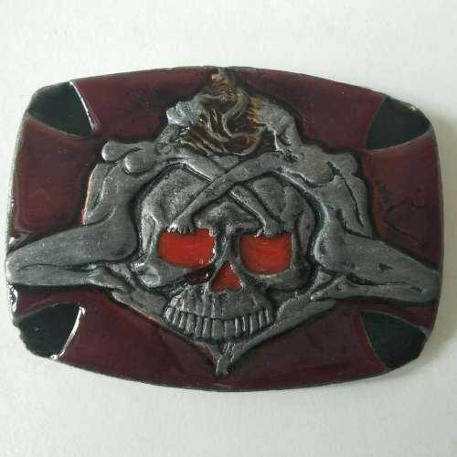 全新 紅色 骷髏頭 腰帶扣
