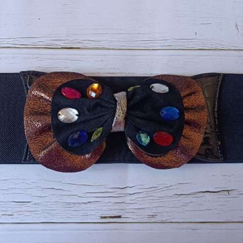 全新 黑色 彩色珠珠 蝴蝶結 腰帶 腰封 皮帶 BELT