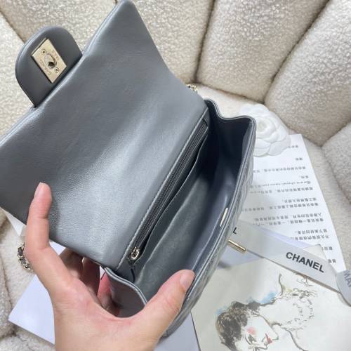 Chane*l新款23k新手柄cf mini羊皮单肩包斜挎包